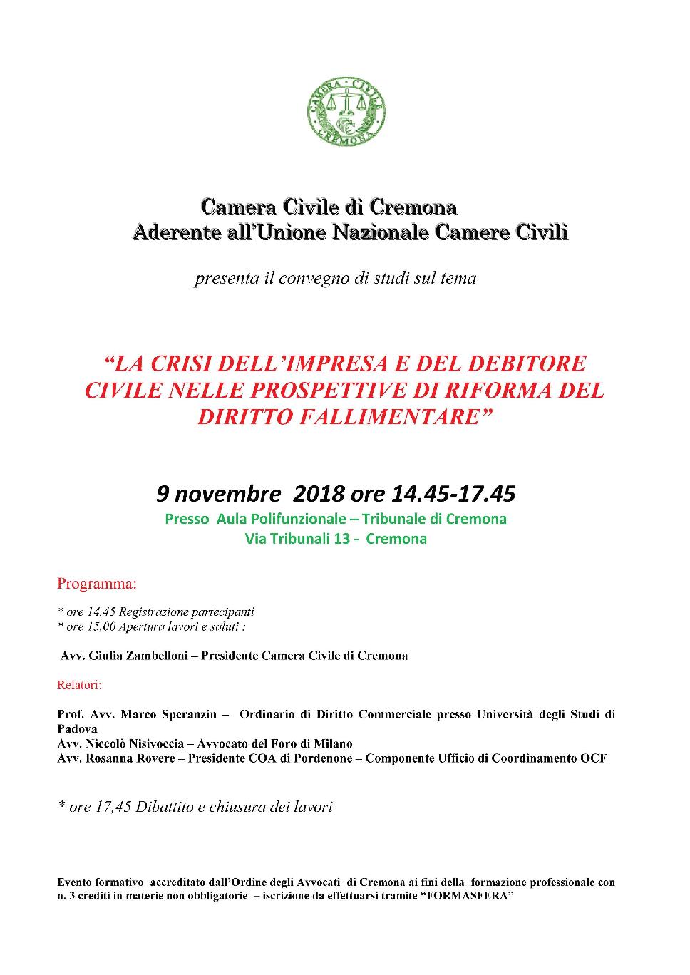 Archivio Locandine dei Convegni della Camera Civile di Cremona